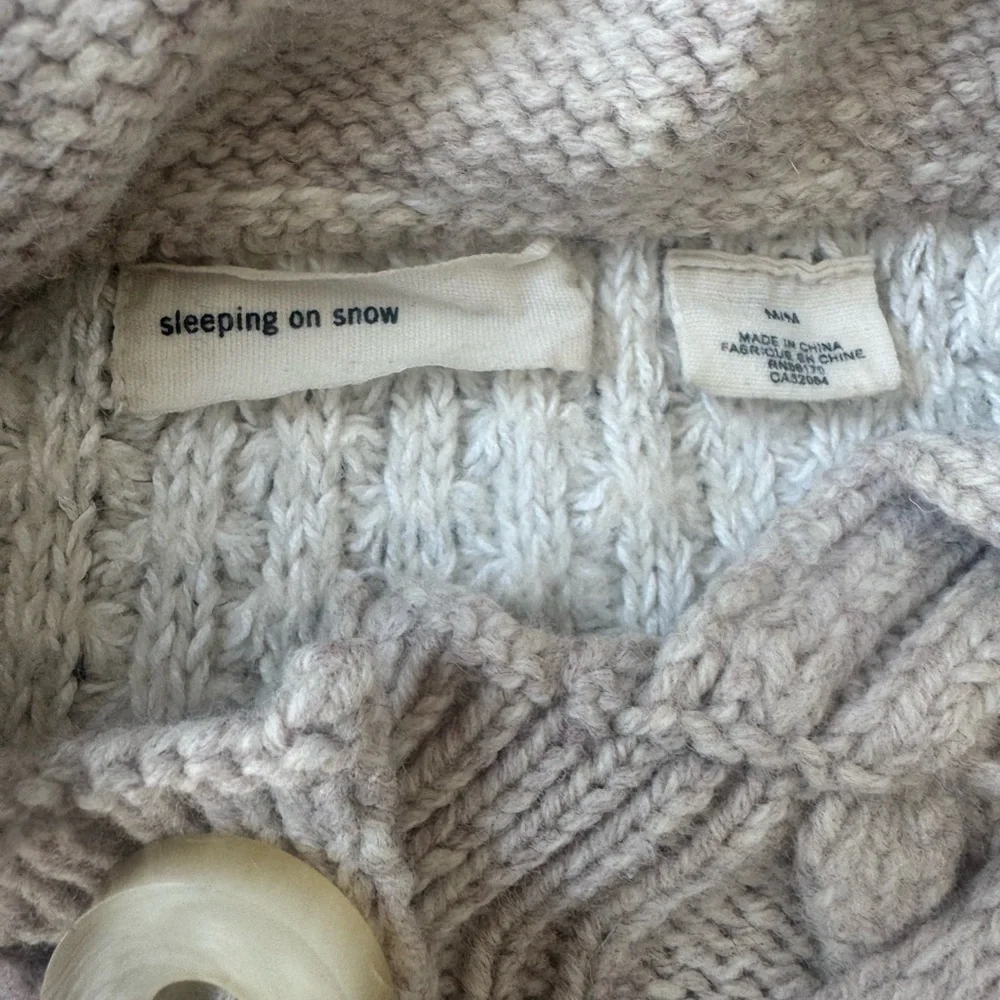 Anthropologie Cream and Tan Cable Knit Cardigan - Picture 3 of 3